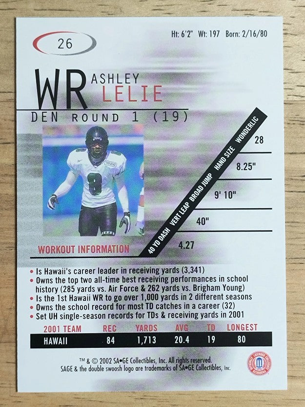 2002 SAGE #26 Ashley Lelie