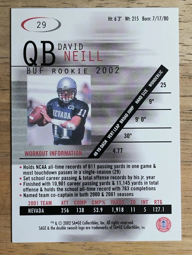 2002 SAGE #29 David Neill