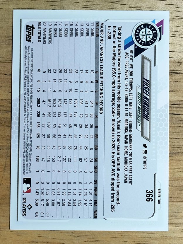 2021 Topps #366 Yusei Kikuchi