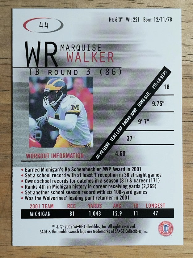 2002 SAGE #44 Marquise Walker