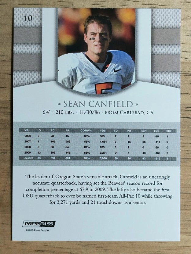 2010 Press Pass PE #10 Sean Canfield