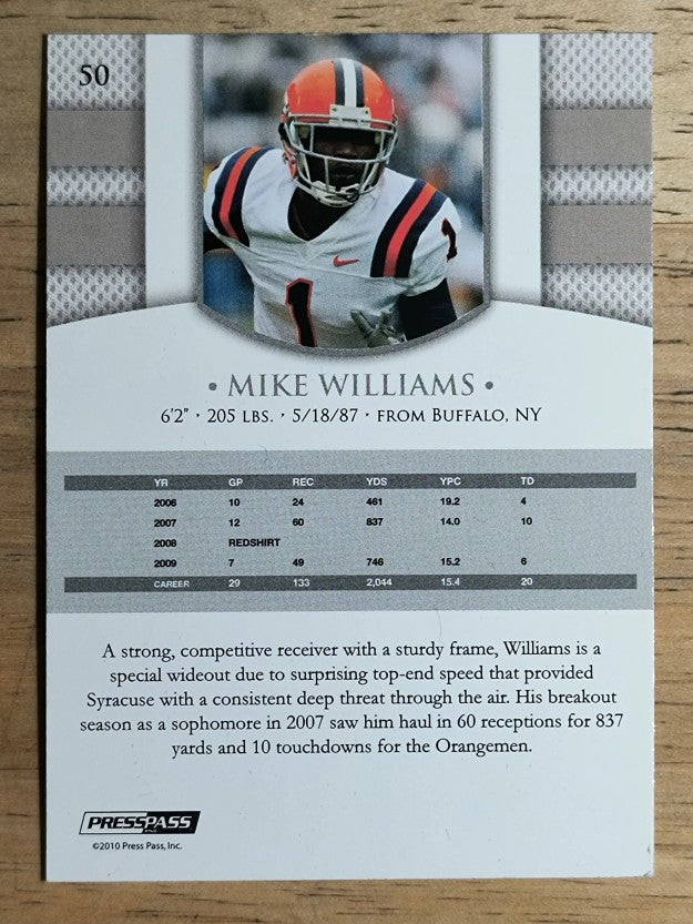 2010 Press Pass PE #50 Mike Williams