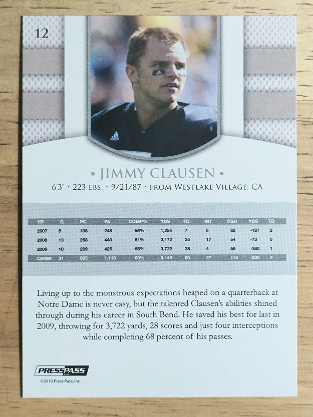 2010 Press Pass PE Blue #12 Jimmy Clausen