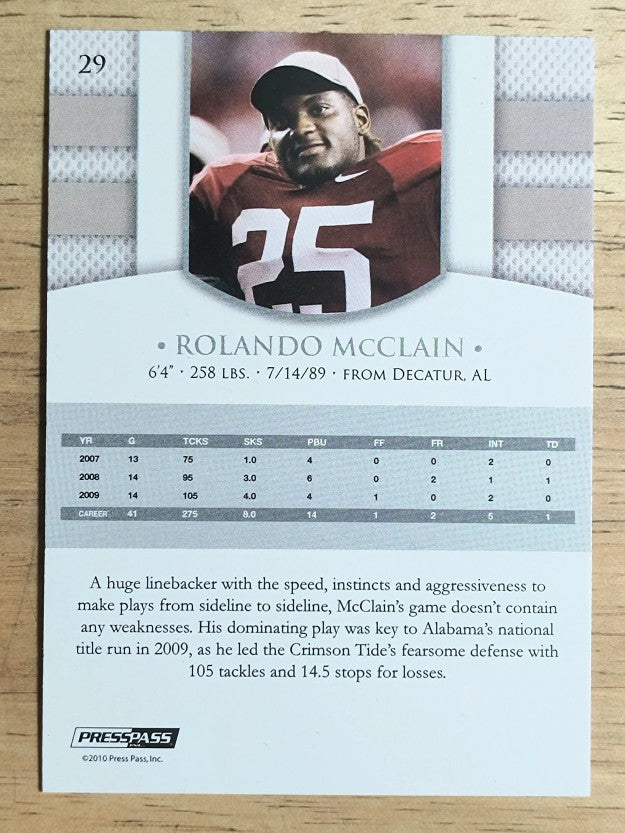 2010 Press Pass PE Blue #29 Rolando McClain