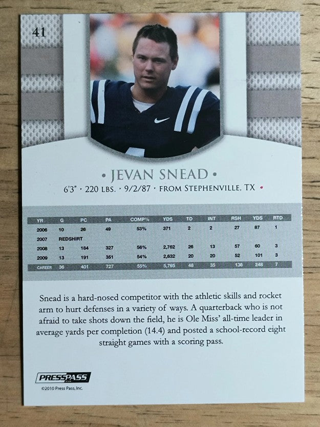 2010 Press Pass PE Blue #41 Jevan Snead