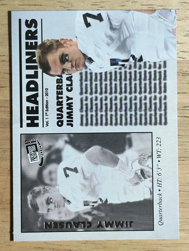 2010 Press Pass PE Headliners #HL19 Jimmy Clausen