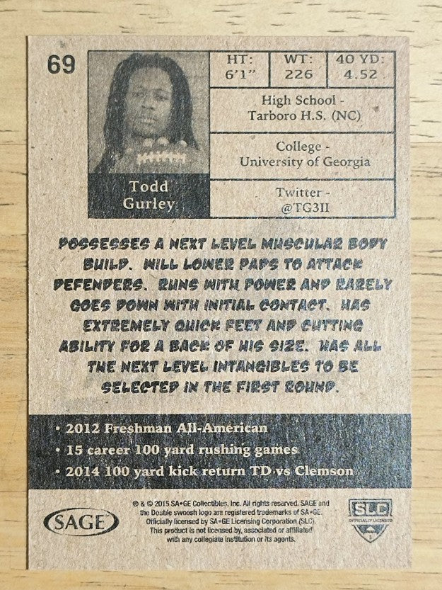 2015 SAGE HIT #69 Todd Gurley NL