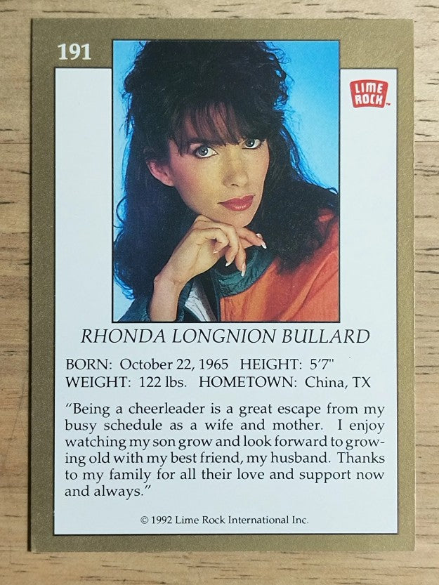 1992 Lime Rock Pro Football Cheerleaders #191 Rhonda Longnion Bullard