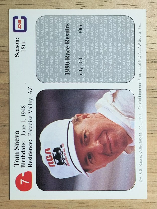 1991 All World Indy #7 Tom Sneva