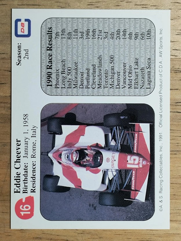 1991 All World Indy #16 Eddie Cheever