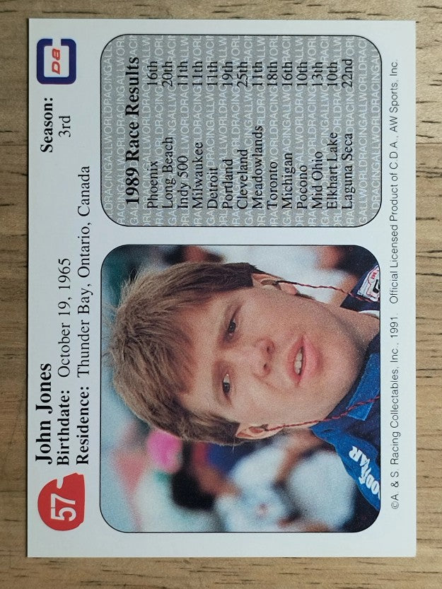 1991 All World Indy #57 John Jones