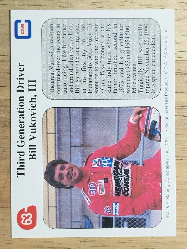 1991 All World Indy #63 Bill Vukovich III