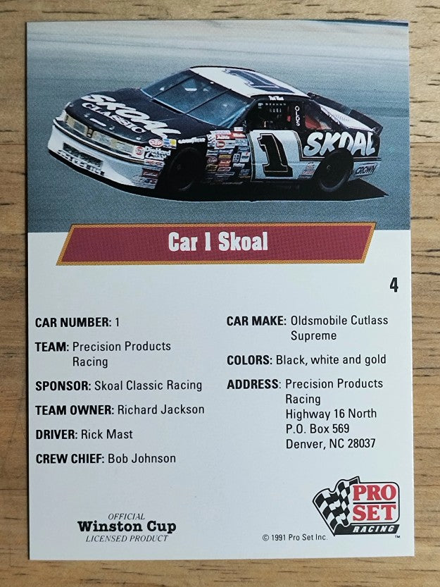 1991 Pro Set #4 Rick Mast w/car