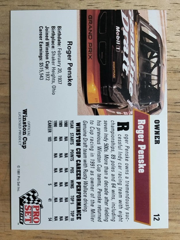 1991 Pro Set #12 Roger Penske RC