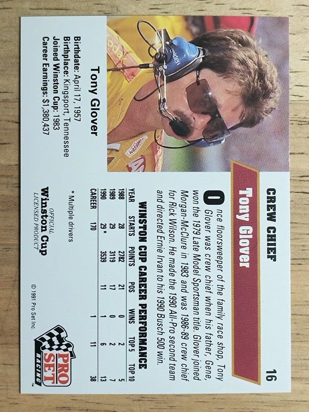 1991 Pro Set #16 Tony Glover