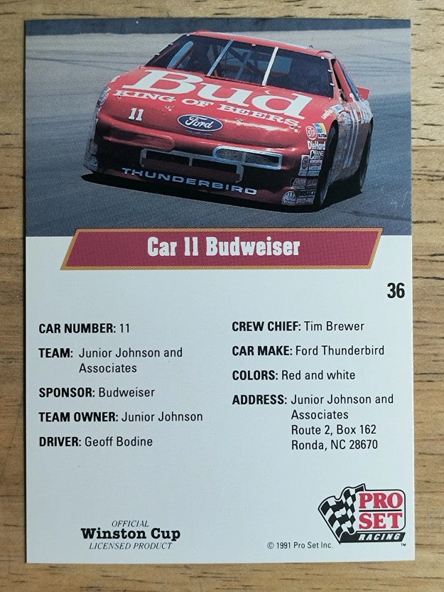 1991 Pro Set #36 Geoff Bodine's Car