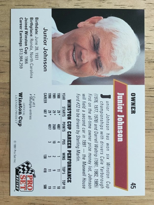 1991 Pro Set #45 Junior Johnson