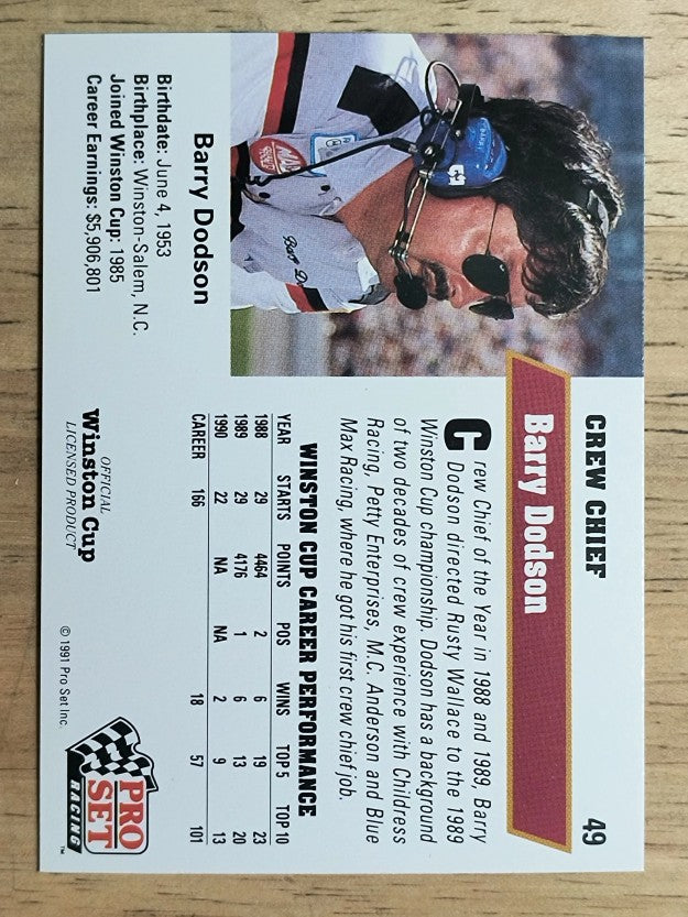 1991 Pro Set #49 Barry Dodson