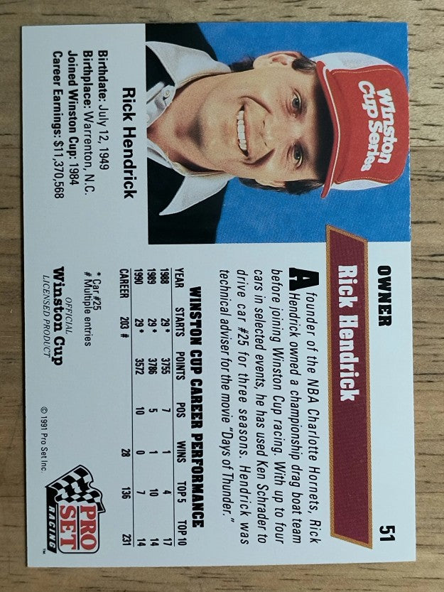 1991 Pro Set #51 Rick Hendrick