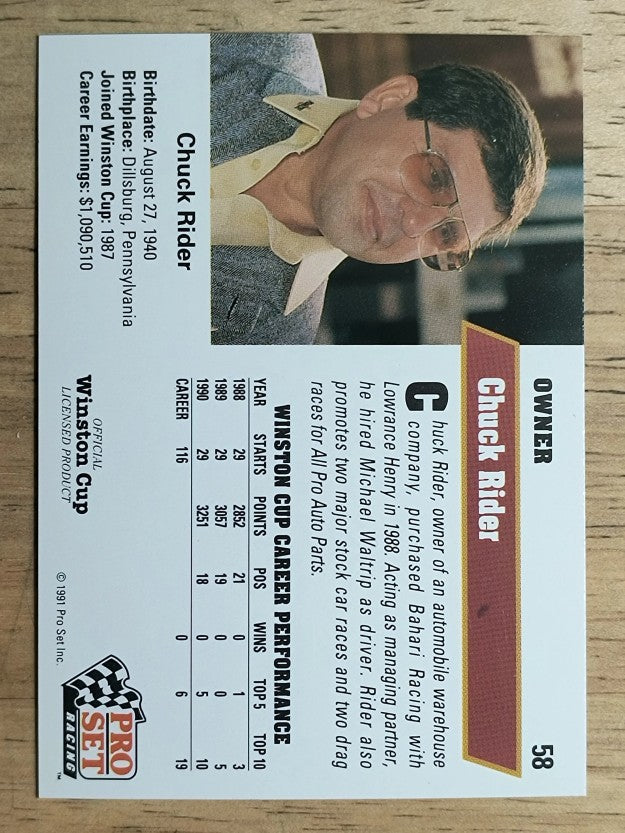 1991 Pro Set #58 Chuck Rider