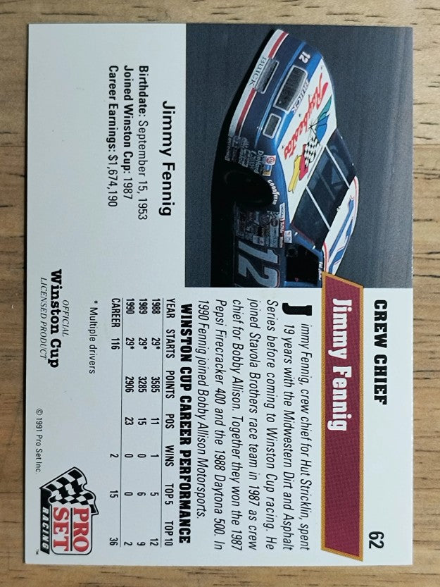 1991 Pro Set #62 Jimmy Fennig