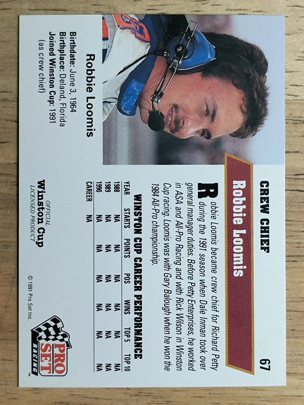 1991 Pro Set #67 Robbie Loomis RC