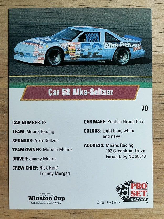 1991 Pro Set #70 Jimmy Means' Car