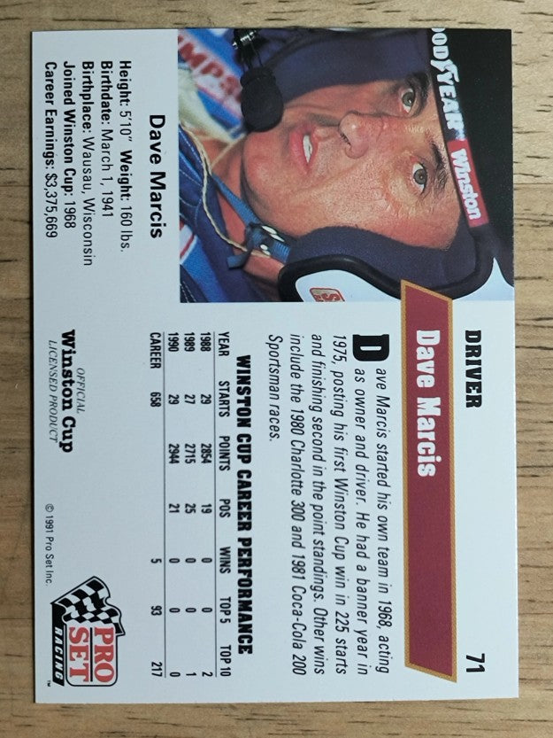 1991 Pro Set #71 Dave Marcis