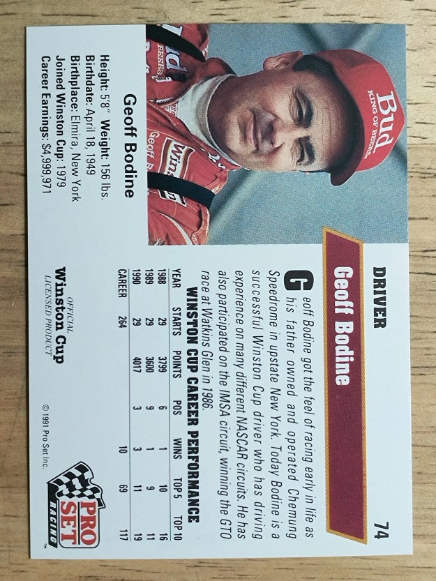 1991 Pro Set #74 Geoff Bodine