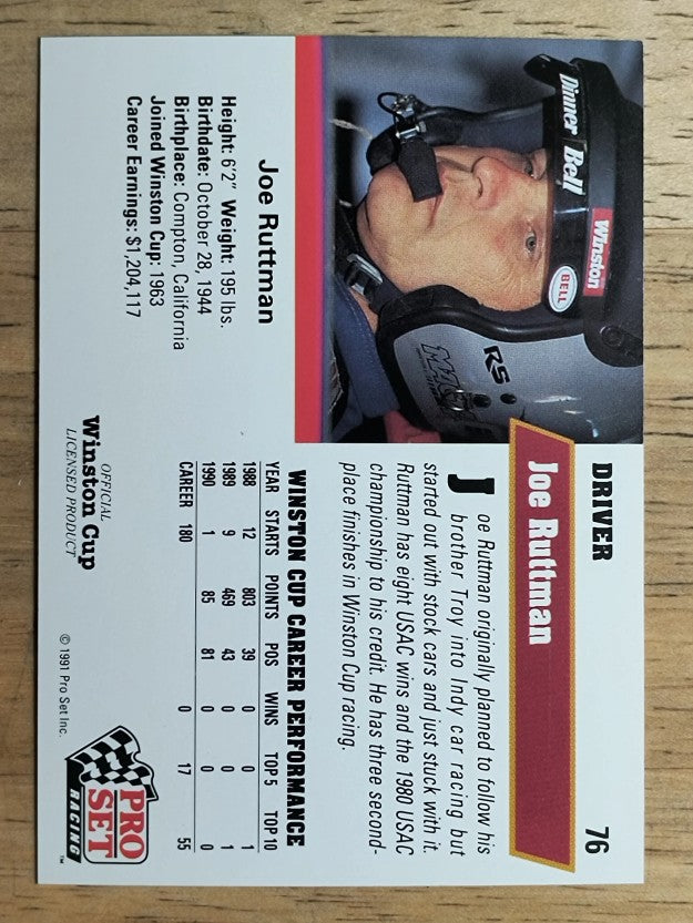 1991 Pro Set #76 Joe Ruttman RC