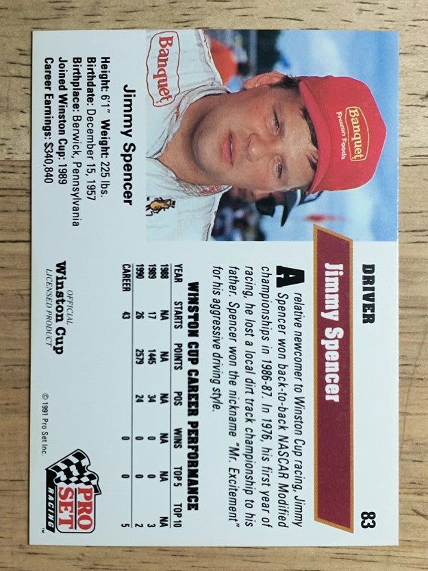 1991 Pro Set #83 Jimmy Spencer