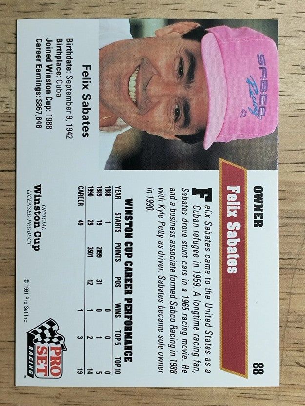 1991 Pro Set #88 Felix Sabates