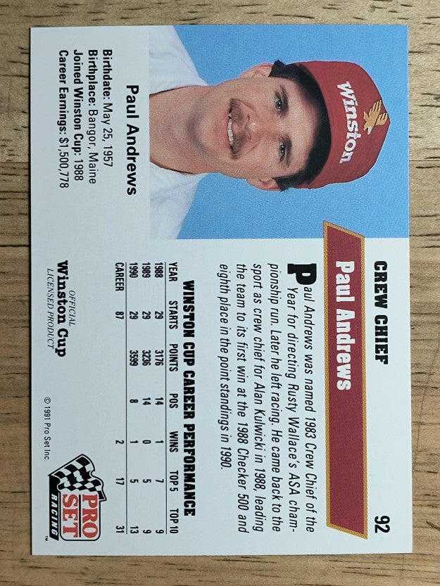1991 Pro Set #92 Paul Andrews