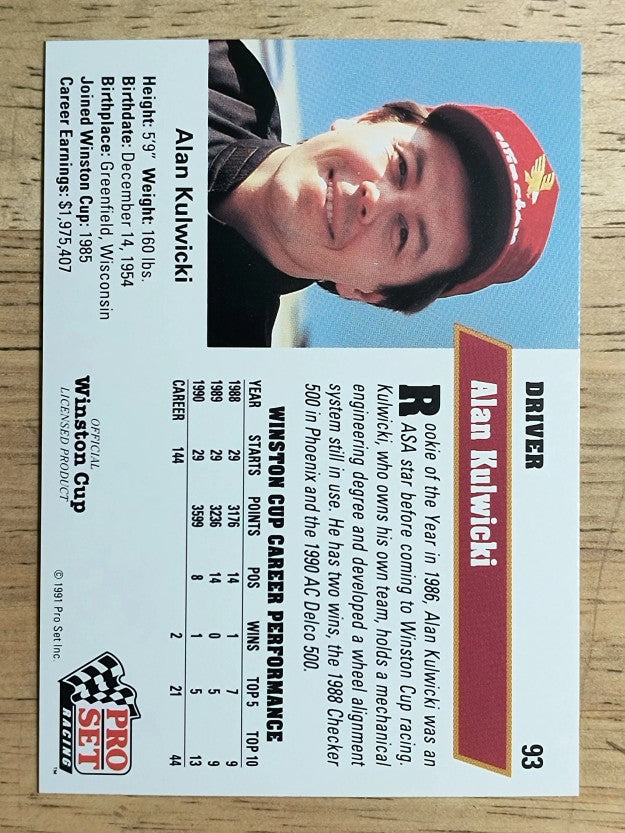 1991 Pro Set #93 Alan Kulwicki