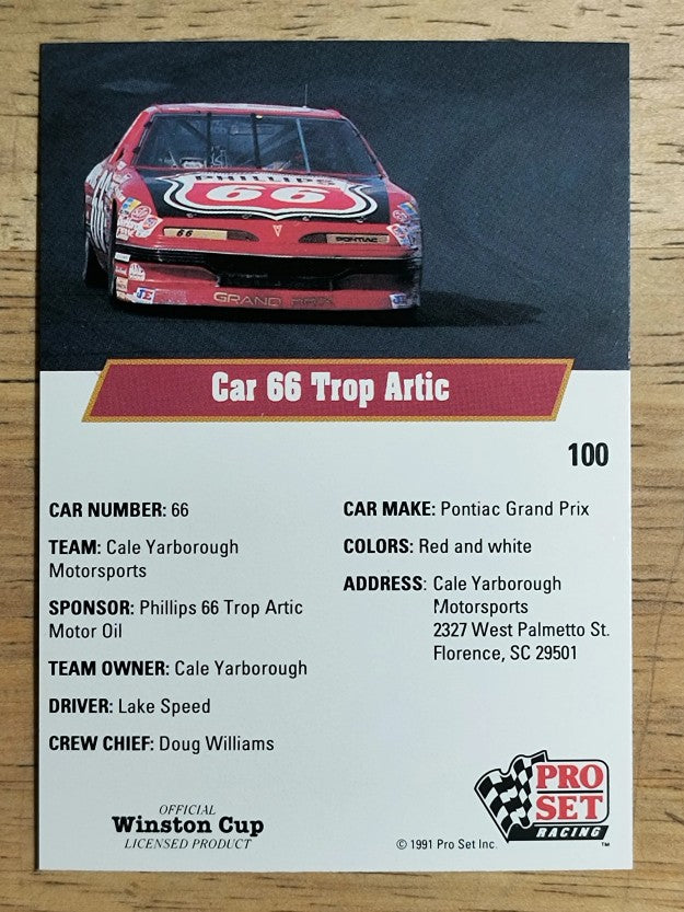1991 Pro Set #100 Lake Speed's Car