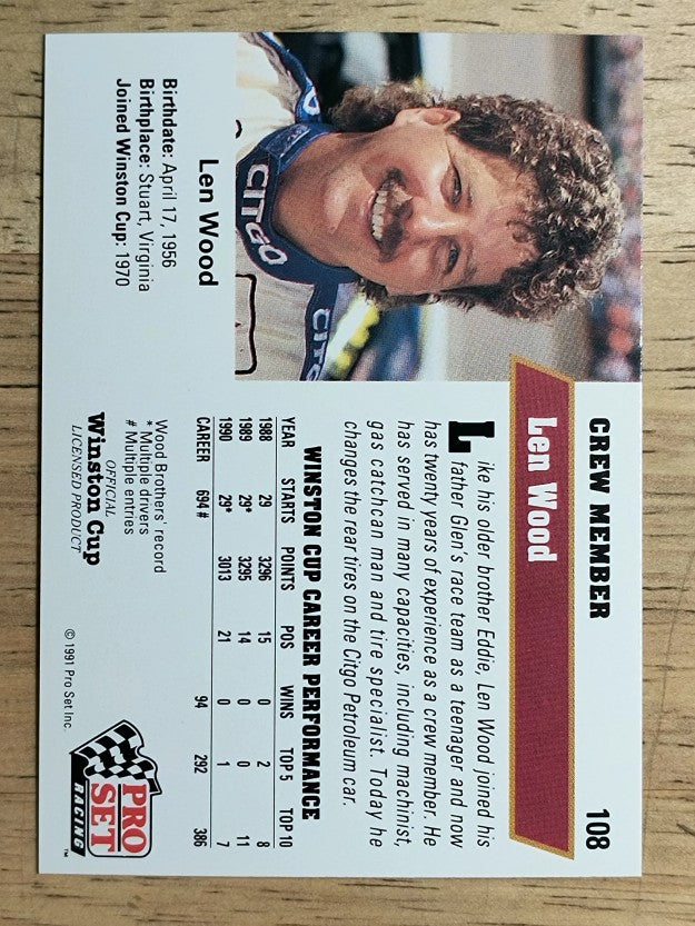 1991 Pro Set #108 Len Wood