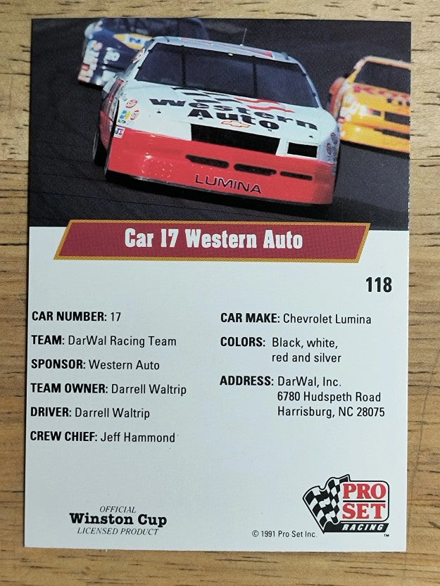 1991 Pro Set #118 Darrell Waltrip w/car