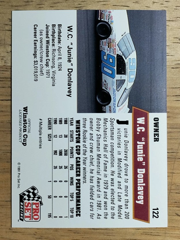 1991 Pro Set #122 Junie Donlavey