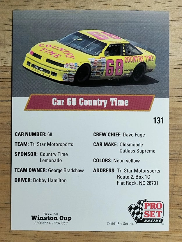 1991 Pro Set #131 Bobby Hamilton's Car