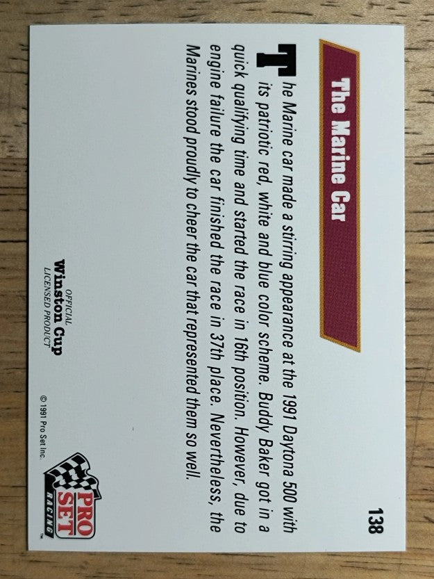 1991 Pro Set #138 Buddy Baker Marines Car