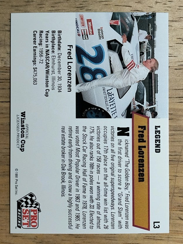 1991 Pro Set Legends #L3 Fred Lorenzen