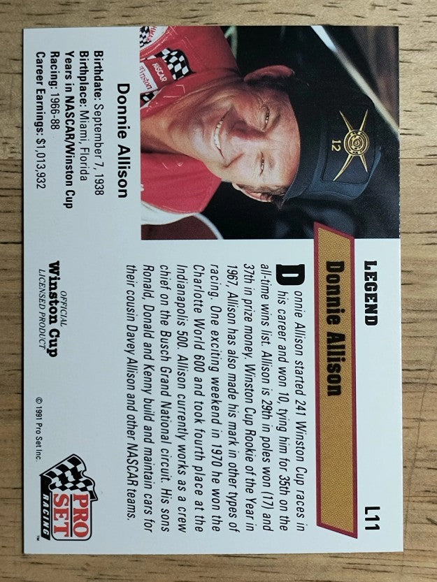 1991 Pro Set Legends #L11A Donnie Allison ERR/Busch Grand National