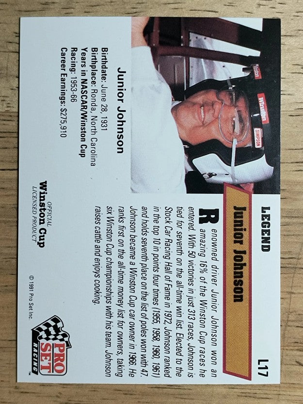 1991 Pro Set Legends #L17 Junior Johnson