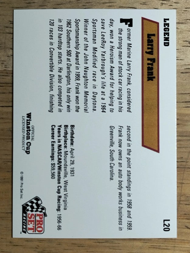 1991 Pro Set Legends #L20 Larry Frank