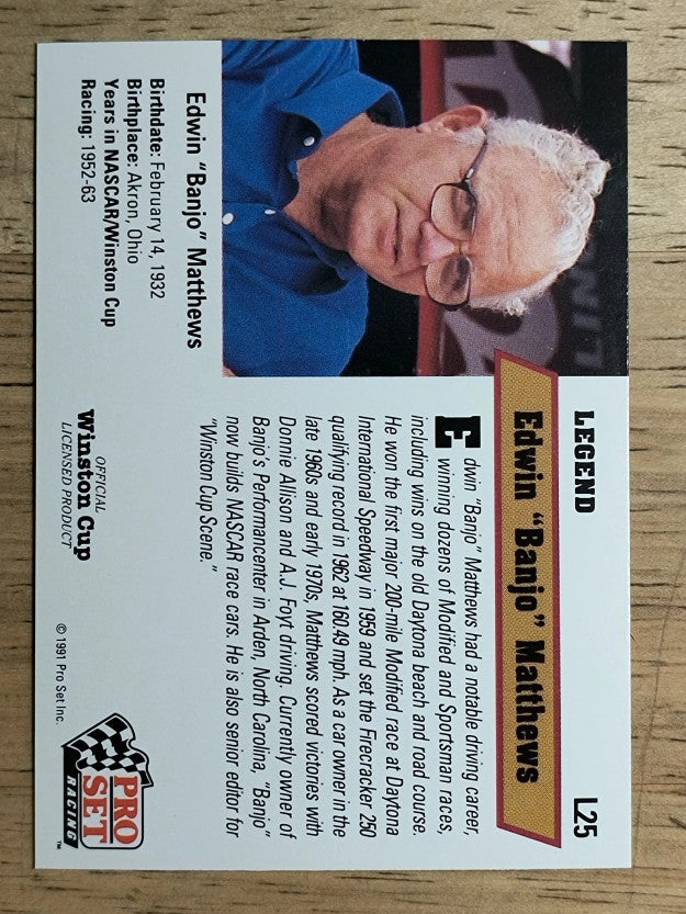 1991 Pro Set Legends #L25 Edwin Matthews (Banjo)
