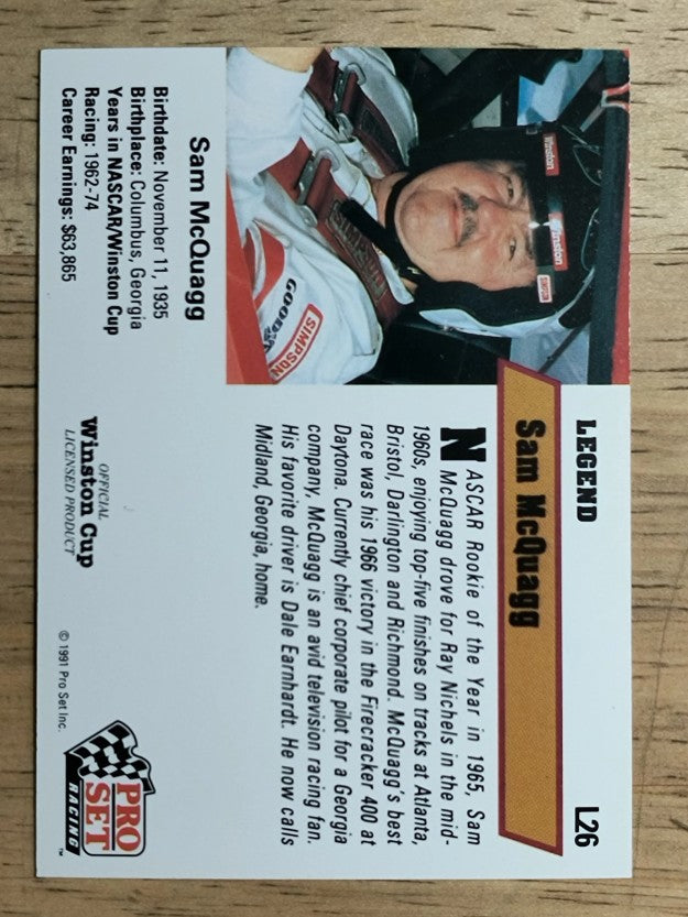 1991 Pro Set Legends #L26 Sam McQuagg