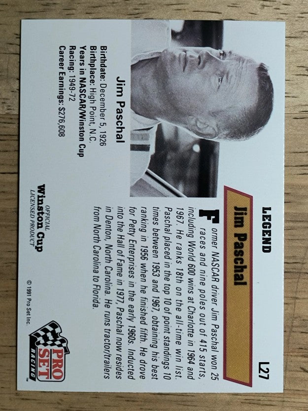 1991 Pro Set Legends #L27 Jim Paschal