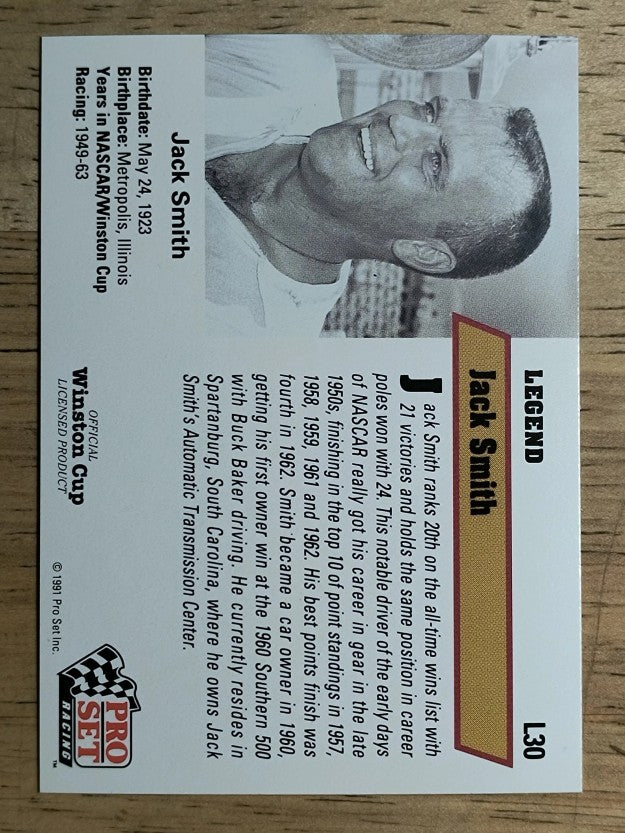 1991 Pro Set Legends #L30 Jack Smith