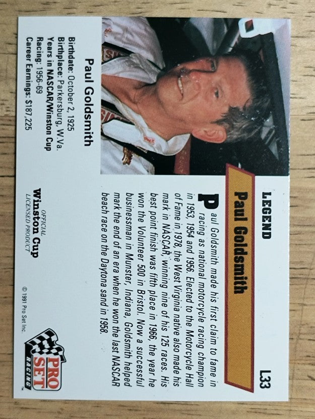 1991 Pro Set Legends #L33 Paul Goldsmith