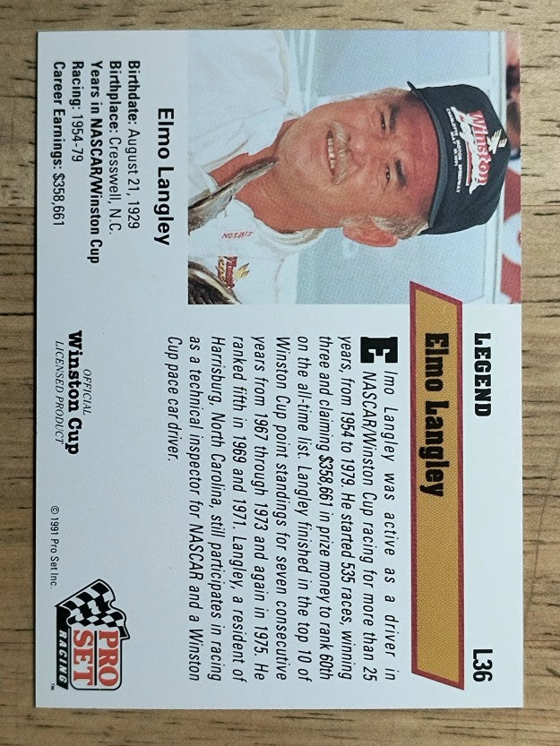 1991 Pro Set Legends #L36 Elmo Langley